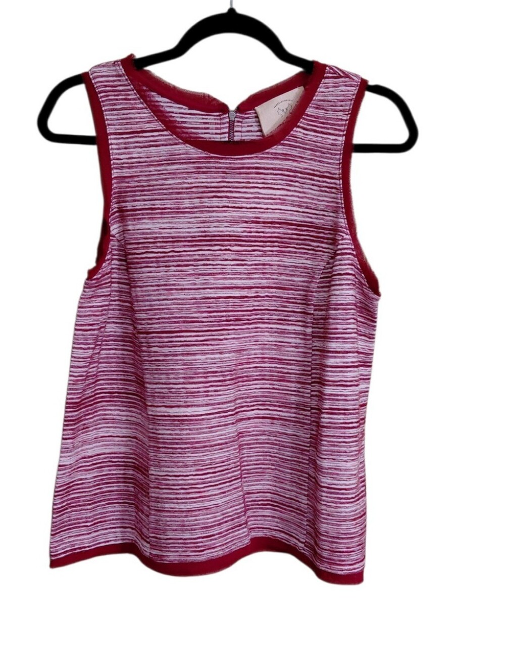 Anthropologie Marled Stripe Sleeveless Tank - Berry Pink